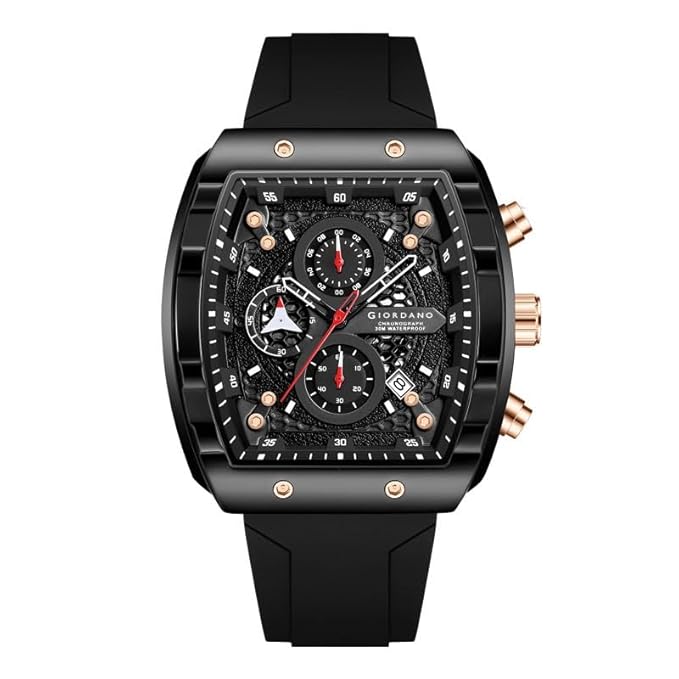 Giordano Square Dial Multifuncational Watch for Men with Stylish Design, Waterproof, Date Display & Silicone Strap - Image 2