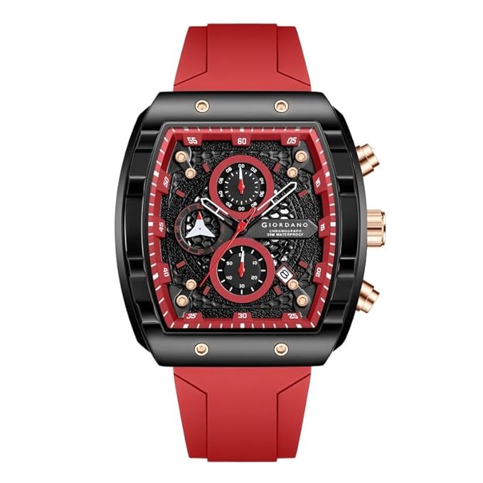 Giordano Square Dial Multifuncational Watch for Men with Stylish Design, Waterproof, Date Display & Silicone Strap - Image 4