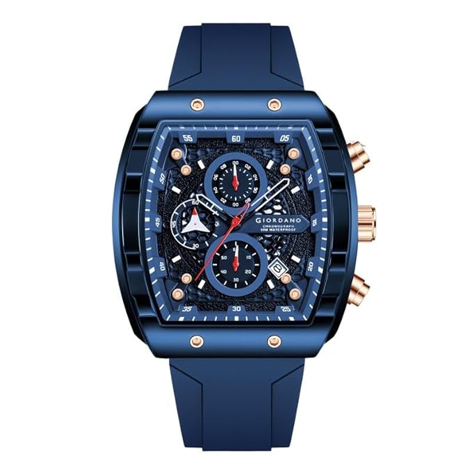 Giordano Square Dial Multifuncational Watch for Men with Stylish Design, Waterproof, Date Display & Silicone Strap - Image 3