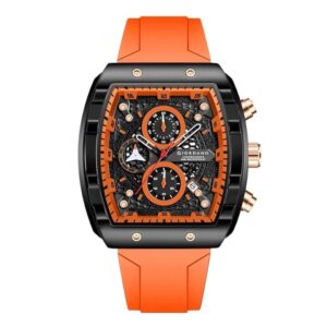 Giordano Square Dial Multifuncational Watch for Men with Stylish Design, Waterproof, Date Display & Silicone Strap